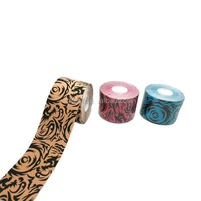 Hot Selling Cotton Kinesiology Sport Tape For Reduce Muscle Pain Tattoo Design 5CM*5M