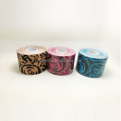 Hot Selling Cotton Kinesiology Sport Tape For Reduce Muscle Pain Tattoo Design 5CM*5M