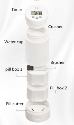 5 in1 Fashion Timer Pill box Cutter Crusher  Alarm pills Tablets Medicine Splitter Grinder dispenser electronic factory OEM